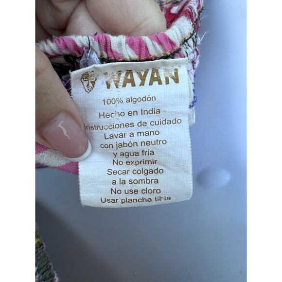 Wayan Hippie Boho Multicolor Patchwork Jogger Pants One Size Pockets India Read - Picture 5 of 11